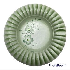 Creazioni Originali Rare Green Flowers Porcelain Ashtray Made in Italy- Signed